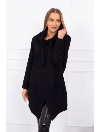 Oversize tunika s obálkou vpredu čierna