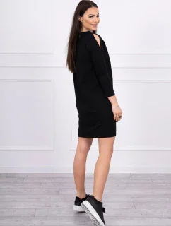 Šaty s 3D grafikou, čipková čierna