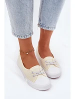 Tenisówki Trampki Damskie Z Haftem Lee Cooper LCW-25-31-3445L Beżowe