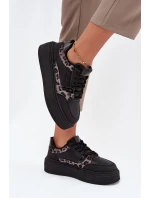 Damskie Sneakersy Na Platformie Big Star SS274358 Panterka Czarne