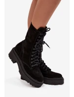 Dámske zateplené semišové kožené workery Zazoo 4213 Black
