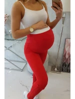 Dámske bavlnené tehotenské nohavice 19975 Červená - Kesi