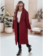 Dámsky prešívaný dlhý kabát TRENDIFY bordový FashionStreet TY4940