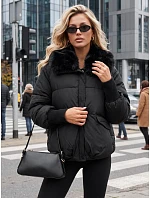 Dámska zimná prešívaná bunda s kožušinou, čierna, FashionStreet TY5815 Dámska zimná prešívaná bunda s kožušinou, čierna, FashionStreet TY5815