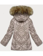 Dámska prechodná bunda s kapucňou camel (H-97)