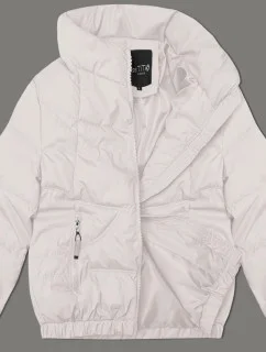 Prešívaná bunda so stojačikom Miss TiTi ecru (2481)