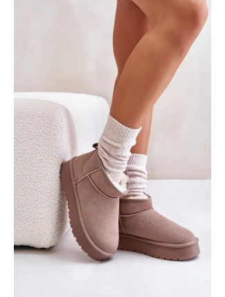 Modne Zamszowe Niskie Śniegowce Khaki Nucca