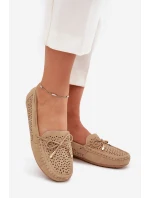Mokasyny Damskie Z Ażurowym Wzorem I Wiązaniem Khaki Mirisa
