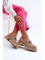 Robustné dámske béžové semišové mokasíny Neloria