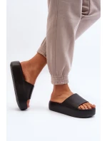 Damskie Klapki Na Grubej Podeszwie Czarne Oreithano