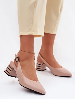 Dámske sandále na podpätku Vinceza Beige