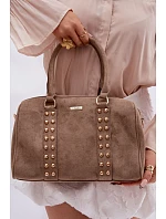 Kufříková kabelka s zlatými sponami tmavě béžová Emelle