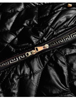 Čierna dámska bunda s ozdobným prešívaním (B8092-1)