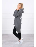 Zateplená mikina s dlhým chrbtom a kapucňou v grafitovej farbe Zateplená mikina s dlhým chrbtom a kapucňou v grafitovej farbe