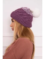 Fleecová čiapka Ilona K218 fialová+biela