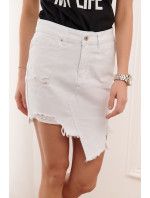 Biela asymetrická džínsová sukňa