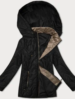 Čierna dámska prešívaná bunda s odnímateľnou kapucňou S'West (B8356-1)