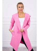 Dlhý kabát s kapucňou svetlo ružový
