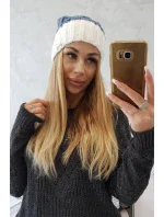 Paris fleecová čiapka K212 denim+white