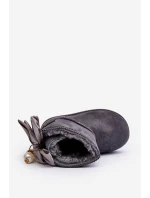 Dziecięce Ocieplane Śniegowce Z Kokardą Szare Snowis