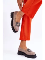 Wygodne Zamszowe Mokasyny Beżowe Agathe