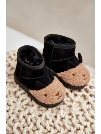 Ocieplane Dziecięce Botki Śniegowce Lamy Czarne Esandira