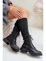 Wsuwane Kozaki Ze Skarpetkową Cholewką Czarne Iranel