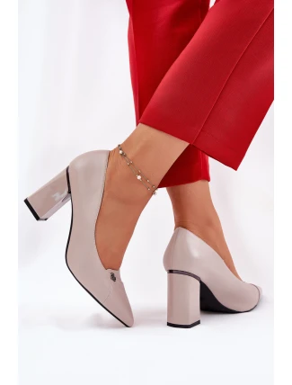 Czółenka Na Słupku Eleganckie Vinceza 62224 Szare