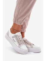 Trampki Damskie Na Platformie Lee Cooper LCW-25-31-3479L Biało-Szare