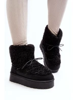 Dámske šnurovacie snehové topánky s hrubou podrážkou, čierne Loso Dámske šnurovacie snehové topánky s hrubou podrážkou, čierne Loso