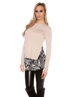 Dámsky sveter tunika 2v1 6544 Tmavomodrá s ecru - Koucla Dámsky sveter tunika 2v1 6544 Tmavomodrá s ecru - Koucla