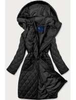 Jednoduchá čierna prešívaná bunda s kapucňou (AG6-29)