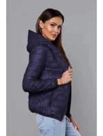 Tmavomodrá dámska prešívaná bunda s kapucňou (B0123-3) Tmavomodrá dámska prešívaná bunda s kapucňou (B0123-3)