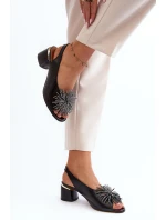 Skórzane Sandały Z Ozdobą Laura Messi 2719 Czarne