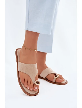 Dámské ploché žabky s ozdobným detailem Béžové Fedira