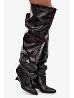 Čierne vysoké čižmy typu Slouchy na platforme s vysokým lýtkom Irmae Čierne vysoké čižmy typu Slouchy na platforme s vysokým lýtkom Irmae