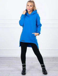 Zateplená blúzka s dlhším chrbtom v chrpovo modrej farbe