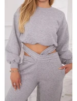 Zateplená súprava s krátkou mikinou šedá