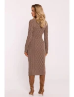 Dámske svetrové šaty M824 Cappuccino - MOE