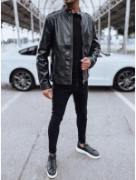 Pánska kožená bunda čierna FashionStreet TX4714