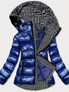 Svetlomodrá dámska metalická bunda s kapucňou (xw808x)