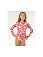 Dievčenský plavecký overal RIP CURL Sunshine UPF LS Surfsuit – červený, detský