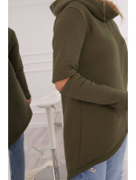 Zateplená mikina s dlhším chrbtom vo farbe khaki
