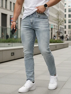 Pánske džínsy slim fit fitted svetlomodré FashionStreet UX4489