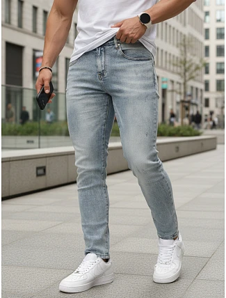 Pánske džínsy slim fit fitted svetlomodré FashionStreet UX4489