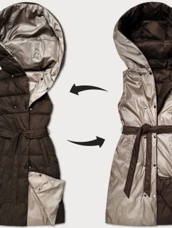 Minoritská obojstranná páperová vesta čokoládovo-béžová (P3-6016-103+62)