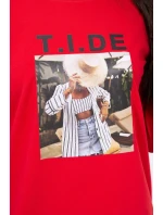 Blúzka s potlačou Tide červená