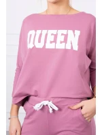 Sada s potlačou Queen tmavo ružová