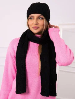 Dámska súprava so šatkou Amelia K329 čierna