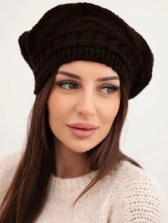Dámska zimná pletená čiapka s ozdobným vzorom K378 hnedá